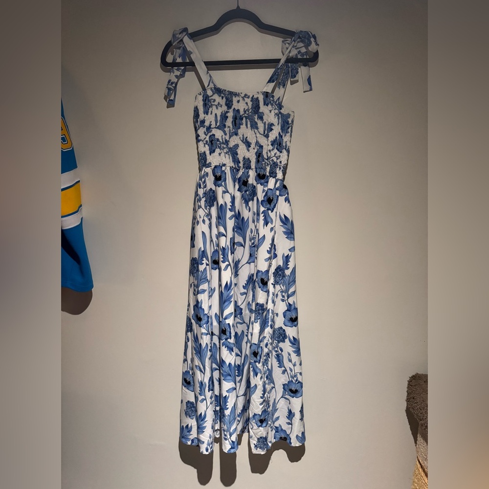 Floral Blue and White Maxi Dress